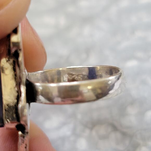 Blue Druzy Quartz Statement rings, Sterling Silver Ring, Size 7.25 - Picture 6 of 9